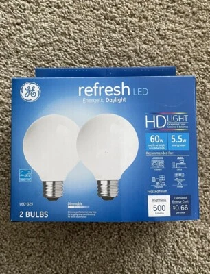 GE LED Refresh Globe Light Bulbs Daylight 500 Lumens 60w 2 Pack - Image 1 of 4