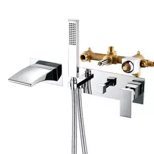 SUMERAIN Modern Single-Handle Wall Mounted Roman Tub Faucet with Hand Shower - Picture 1 of 3