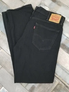 Levi's 505 Regular Fit Straight Rugged Denim Black Jeans Mens 38x34  - Picture 1 of 9