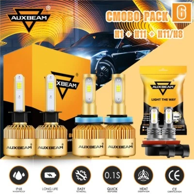 AUXBEAM S3 H1 H11 H11 LED Headlight High Low Beam Combo for Ford Focus 2012-2018 - Image 1 of 4