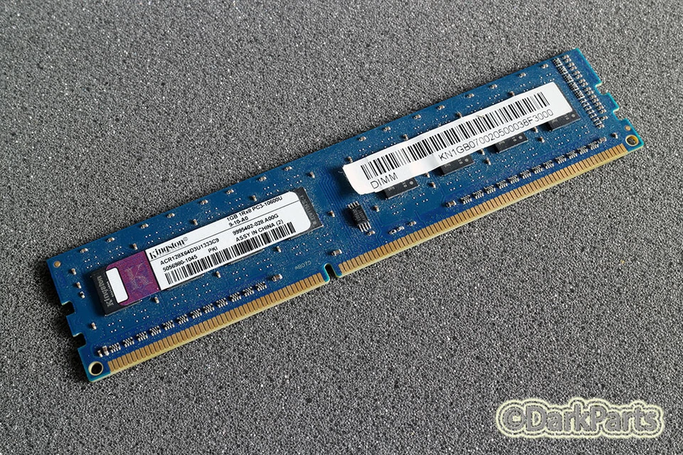 Kingston ACR128X64D3U1333C9 1GB 1Rx8 PC3-10600U Memory RAM DDR3-1333Mhz - Photo 1/1