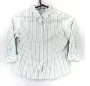 Camicia Jones New York donna con bottoni LS multicolore a righe senza etichetta taglia media - Foto 1 di 4