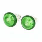 Boucles d'oreilles clous boutonnées en verre GlassOfVenice Murano - vert émeraude