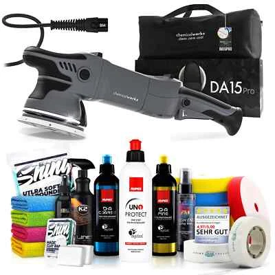 SHINY FREAKS Pulidora excéntrica chemicalworkz DA15 Pro con juego de pulido Rupes 20 piezas