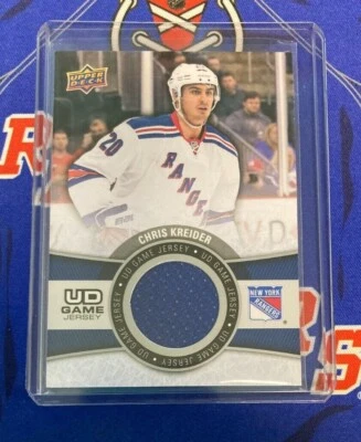 CHRIS KREIDER 2015-16 Upper Deck 🏒  BLUE GAME RANGERS JERSEY GJ-CK QTY 🔥 - Image 1 of 3