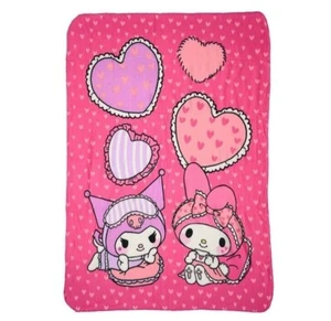 New Pink My Melody Kuromi Fleece Throw Gift Blanket Cartoon Hello Kitty Sanrio - Picture 1 of 2