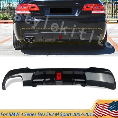 Twin Exhuast Rear Diffuser Lip w/ Light For BMW E92 E93 335i M Sport 2007-2013 Foto 1 de 4