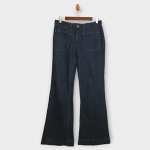 Lacoste Jeans Womens 42 Blue Bell Bottom Flare Y2K Stretch Retro Mid Rise Denim - Picture 1 of 16