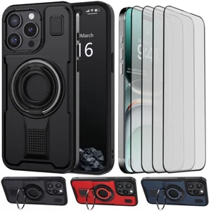 For iPhone 15/Pro/Pro Max Case Ring Kickstand Shockproof Cover Screen Protector - Picture 1 of 32