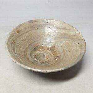  E4143: Korean old porcelain HAKEME-CHAWAN tea bowl of Joseon Dynasty 