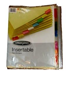 WILSON JONES 8 TAB DIVIDERS multi-color insertable 3 hole punched (officeD) - Picture 1 of 2