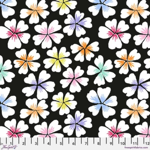 NEW! SPRING 2024 KAFFE FASSETT PETALS GP201 BLACK COTTON FLORAL FABRIC 1/2 YD - Picture 1 of 1