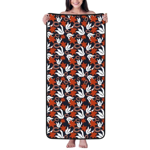 Chicago Bears Soft Coral Velvet Bath Towel Soft Travel Bath Towel 27x55in Cover
