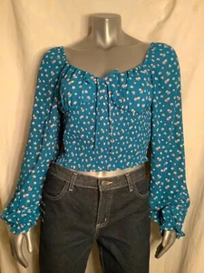 Kingston Grey Blouse Blue W/Ditsy Flowers New W/Tag! U.S.Domestic Shipp Only - Picture 1 of 4