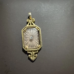 Colgante Vintage Avon Rosa Starburst Alcanfor Años 70 Tono Dorado Usado en Excelente Condición - Imagen 1 de 10
