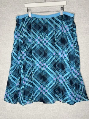 Falda midi a cuadros Liz Claiborne talla 14 tono joya vintage colegiala verde azulado azul marino Foto 1 de 4
