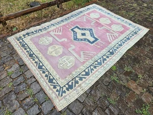 5x7 Vintage Handmade Purple Area Rug Carpet, 59"x85" - Picture 1 of 12