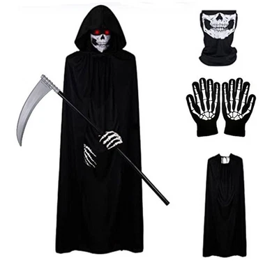Adult Mens Grim Reaper Phantom Halloween Fancy Dress Costume Death Robe Outfit - Image 1 of 4