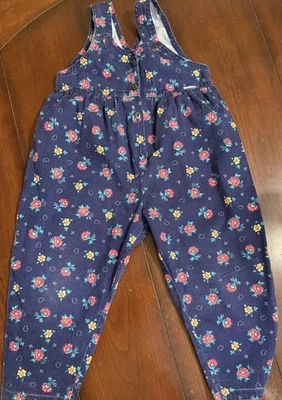 Mono retro vintage Oshkosh B'Gosh azul floral para niños 3T EE. UU. niñas corazones Foto 1 de 4