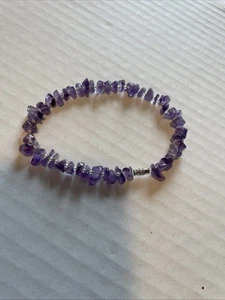 Natürliche Amethyst Chips Fußkettchen Strand Sommer lila Kristall Fußkettchen 9,5" - Bild 1 von 5