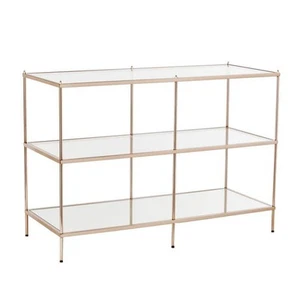 Southern Enterprises Pandora 42 in. Warm Gold Rectangle Glass Console Table with - Picture 1 of 5