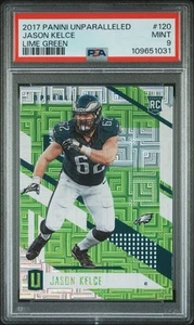 2017 Panini Unparalleled Jason Kelce RC #120 Lime Green Escher Squares PSA 9 - Picture 1 of 2