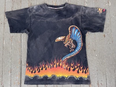 Camiseta De Colección Años 90 JNCO Niños Grande Negra Llamas Dragón 2 Caras Hecha en EE. UU. Foto 1 de 4