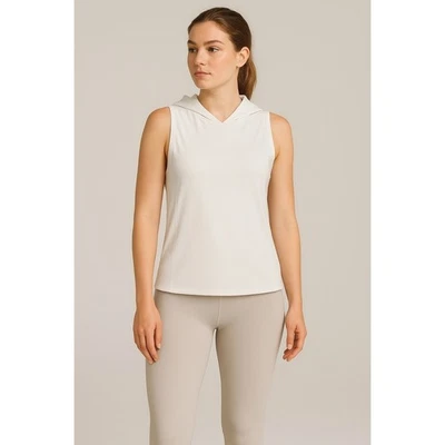 Port De Bras Off-White Hoodie Top Size L Minimalist Athleisure Yoga Pilates Gym - image 1 of 4