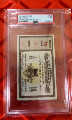 1932 Los Angeles OLYMPICS X CLOSING CEREMONY Ticket PSA 7 NM, Pop 2, 2 Higher! - Image 1 of 3