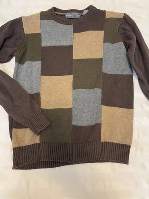 Oscar de la Renta мужской маленький ворота длинным рукавом свитер коричневый квадраты - Изображение 1 из 4