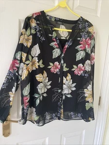 papaya Floral Sheer Blouse & Vest top size 18 - Picture 1 of 9