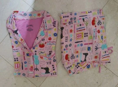 Nick & Nora Pouty Pink Sewing Seamstress Pajama Set Small NWOT 🧵🧶👗🪡 - Image 1 of 4