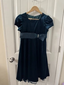 Bonnie Jean, Girl’s Size 14 Teal Green/ Blue Velvet Formal Dress - Picture 1 of 5