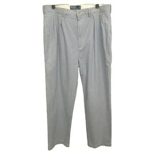 Vtg Ralph Lauren Pants Men 34x29.5 Blue Striped Andrew Chino Seersucker Pleated - Picture 1 of 9
