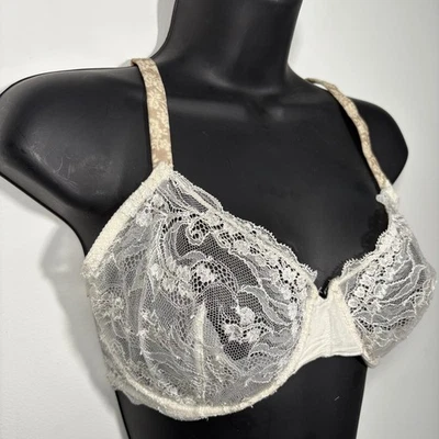 Sujetador de Colección Malizia por La Perla Marfil Seda Encaje Con Aros Cobertura Completa Talla 36D Foto 1 de 4