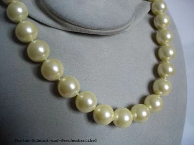 Collier Südsee-Gold aus MuschelkernPerlen 14mm / 48cm Eindrucksvoll TOP Geschenk - Bild 1 von 3