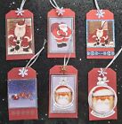 Raymond Briggs Father Christmas Handmade Red Glitter Gift Tags Set Of 6 (H)