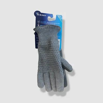 Guantes para mujer Isotoner Signature gris tejido texturizado pantalla táctil Foto 1 de 4