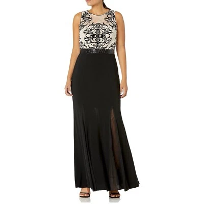 Betsy & Adam Vestido de Encaje Corpiño Formal Sirena Vestido Con Ilusión Godets Talla 20W Foto 1 de 4