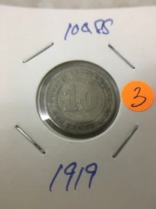 (JC) 10 cents Straits Settlements King George V 1919 - F/VF (3) - Picture 1 of 2