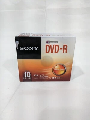 Sony DVD-R Paquete de 10, 120 min 4,7 GB AccuCORE con estuches nuevo sellado de fábrica Foto 1 de 4