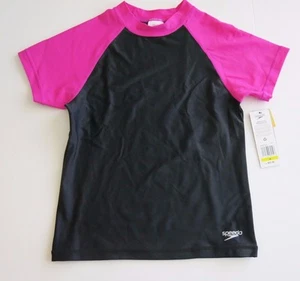 Speedo Brand Girl's S Black Pink UV Swim Shirt Rash Guard Small NWT - Picture 1 of 1