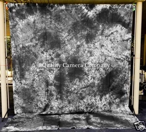 Black, Gray & White Dyed Fabric Background - 9 x 12’ + POLE POCKET - EXCELLENT - Picture 1 of 4