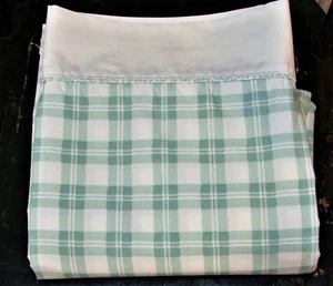 LAURA ASHLEY HAMPTON PLAID GREEN WHITE TWIN FLAT SHEET Cotton Blend - Picture 1 of 3