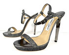 Jimmy Choo Claudette Lam Glitter Platform 120mm Sandals Anthracite Size EU 39.5