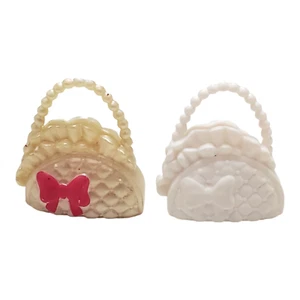 Barbie Purses lot Of 2 White Tan Bow Detail Dollhouse Accessory  - Picture 1 of 2