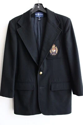 RALPH LAUREN Woman's Black Blazer w Crest Patch Size 6. Wool Cashmere Blend - Image 1 of 4
