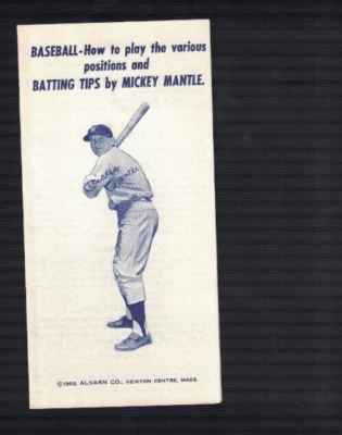 1962 Vintage Mickey Mantle Yankees Batting Tips Brochure Alvarn Co. B PCBX2 - Image 1 of 3