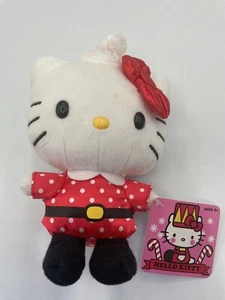 Sanrio Hello Kitty Plush Doll Christmas Polka Dot Outfit Kids Stuffed Toy 6.5" - Picture 1 of 4