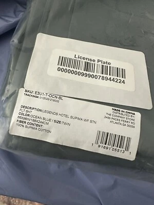 Company Store Legends Отель Без Морщин Сатин Двойной Плоский Лист Океанский Синий - Изображение 1 из 2